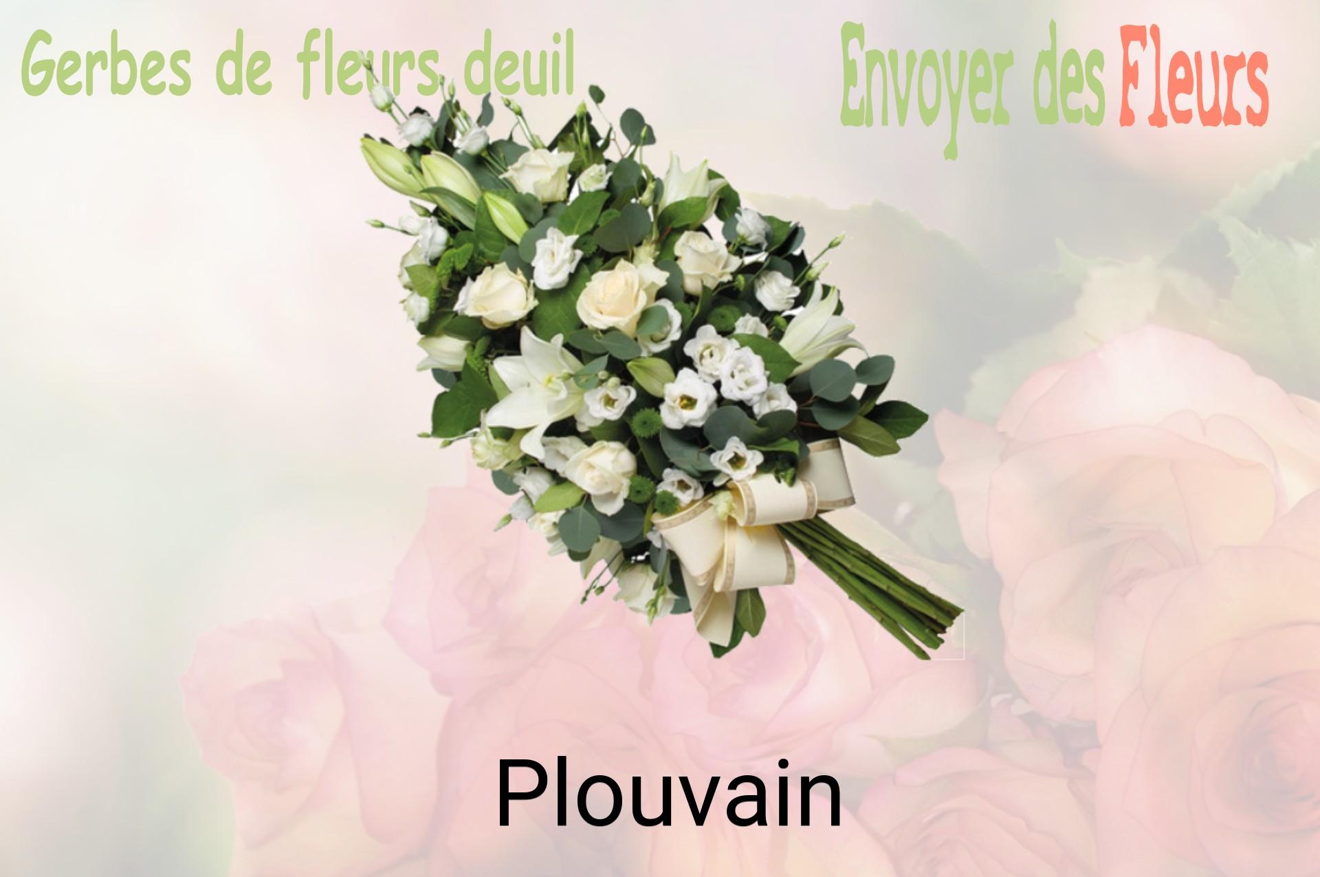Gerbe de fleurs de deuil livrée à Plouvain